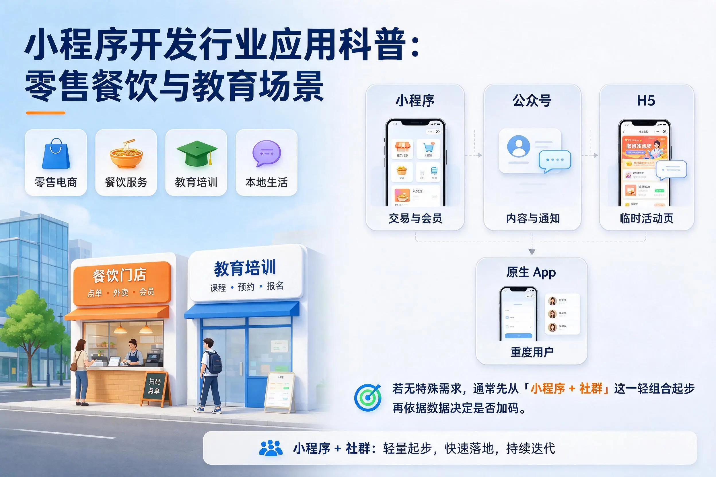 牡丹江小程序开发行业应用科普:零售餐饮与教育场景