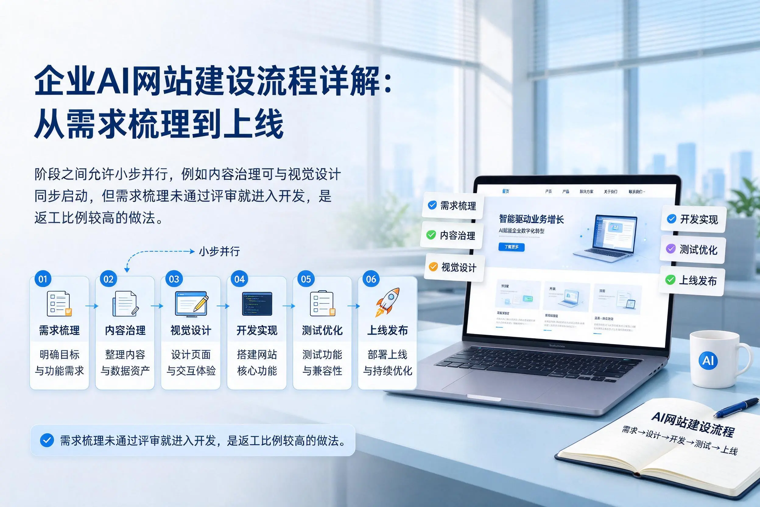 牡丹江企业AI网站建设流程详解:从需求梳理到上线