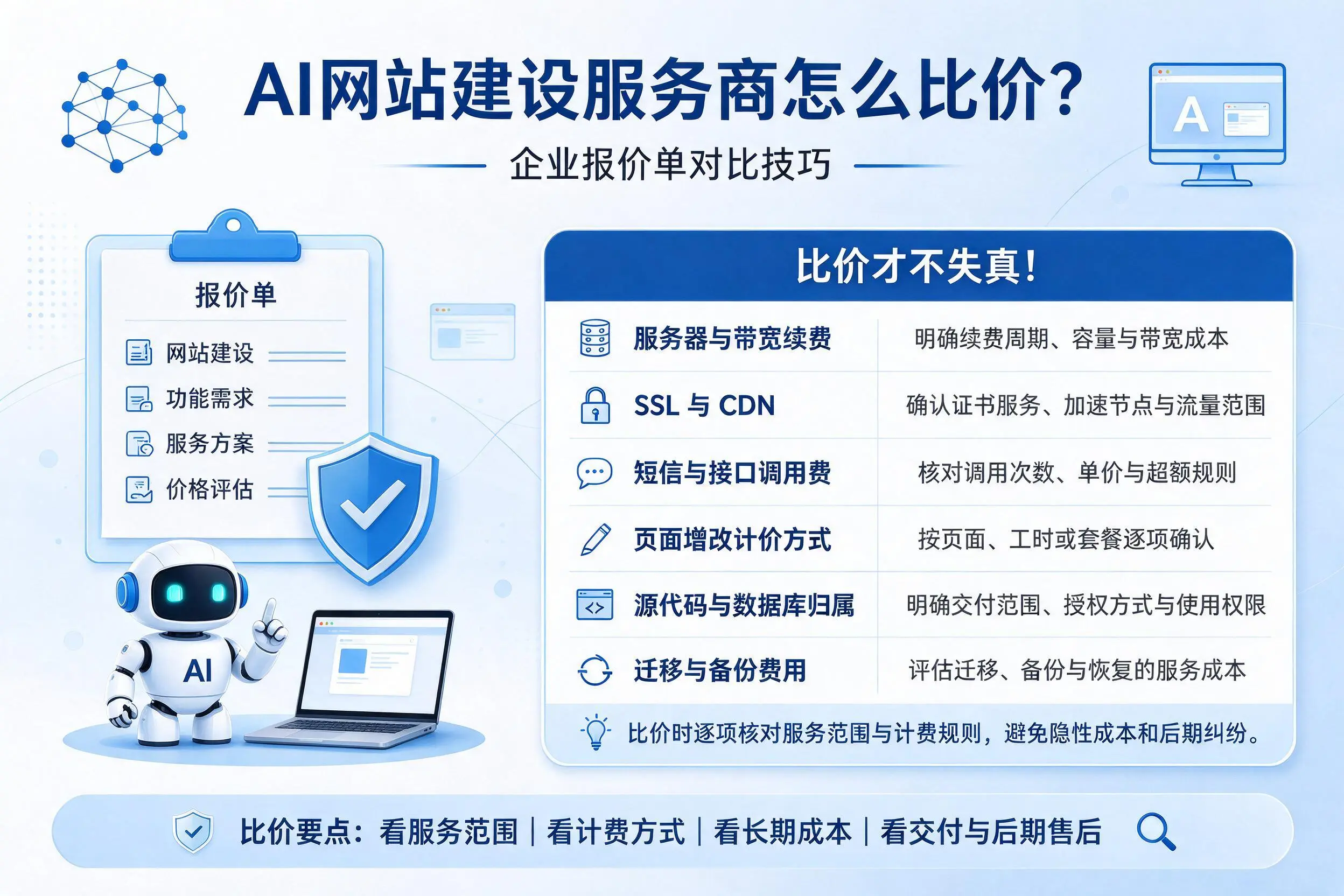 AI网站建设服务商怎么比价？牡丹江企业报价单对比技巧